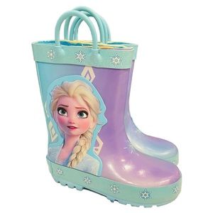 Disney Frozen 2 Elsa and Anna Snowflake Sparkle Blue Rain Boots Toddler Girls 7
